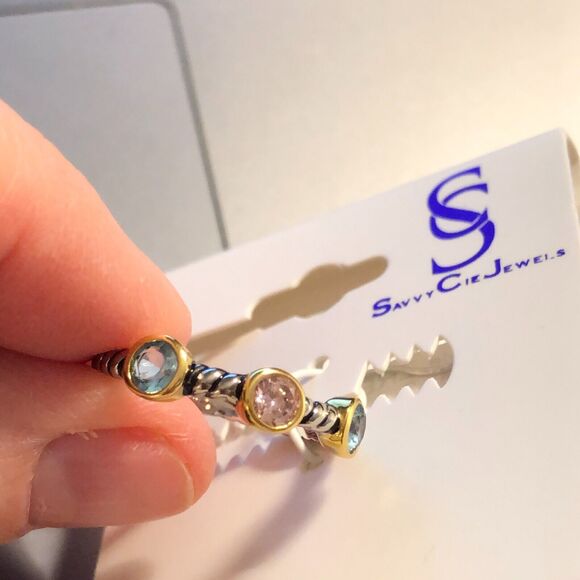 Savvy Cie Jewels Sterling Silver Multicolor CZ Ring Sz. 8 - Picture 3 of 7